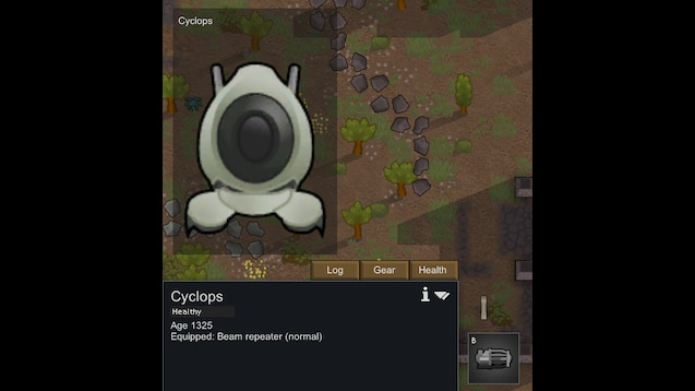 RimWorld에서 선택한 폰의 전신 초상화를 화면 왼쪽에 표시한 모습